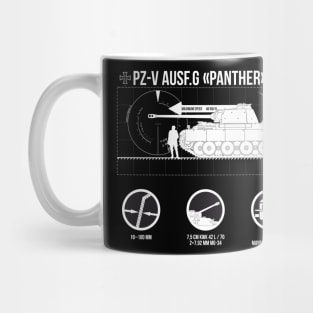 Infographics of Pz-V Panther on Black Mug